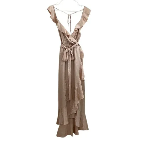 NWT Show Me Your Mumu Samantha Ruffle Wrap Dress in Beige - Picture 2 of 2